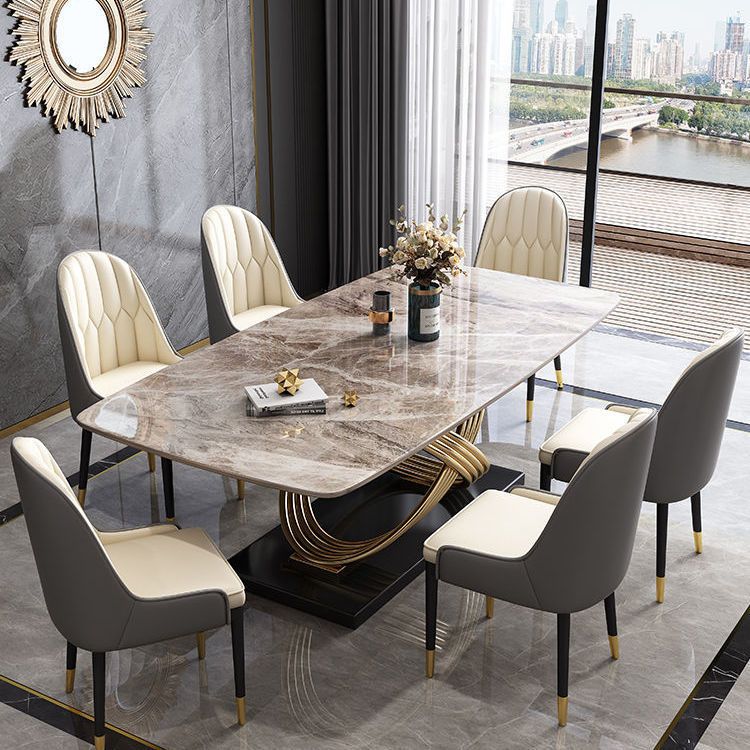 Stone Top Dining Table Contemporary Dining Table with Pedestal Base Clearhalo 'Dining Tables & Seating' 'Dining Tables' 'dining_table' 'furn' 'furn_dining_table' 'Furniture' 'Kitchen & Dining Furniture' 1200x1200_b2939cd1-f1e5-4df9-b46a-b481d4ee616c