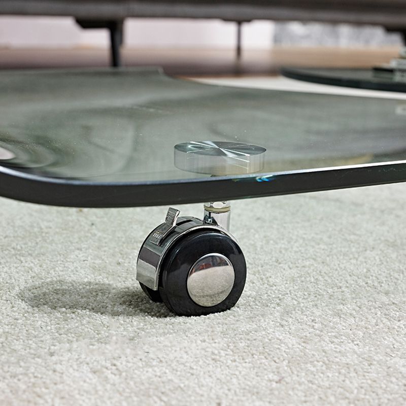 Modern Rectangle Glass Coffee Table Abstract Cocktail Table with Storage