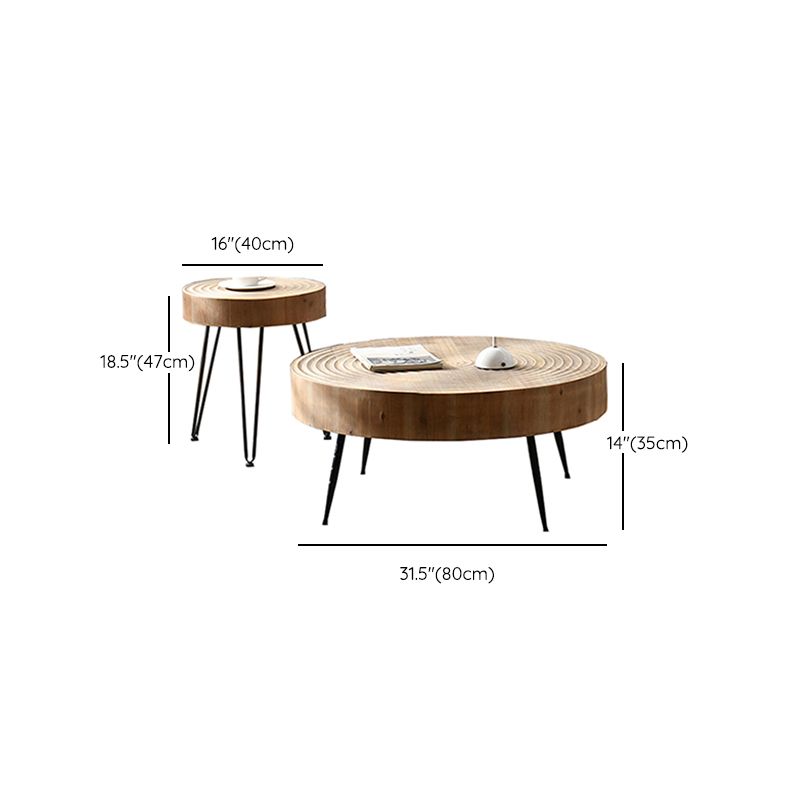 Iron 4 Legs Cocktail Table Scandinavian Round Wooden Coffee Table for Home Clearhalo 'Coffee & Accent Tables' 'Coffee Tables' 'coffee_tables' 'furn' 'furn_coffee_tables' 'Furniture' 'Living Room Furniture' 1200x1200_b2959422-6b1a-4832-a947-aaec1ed06e38