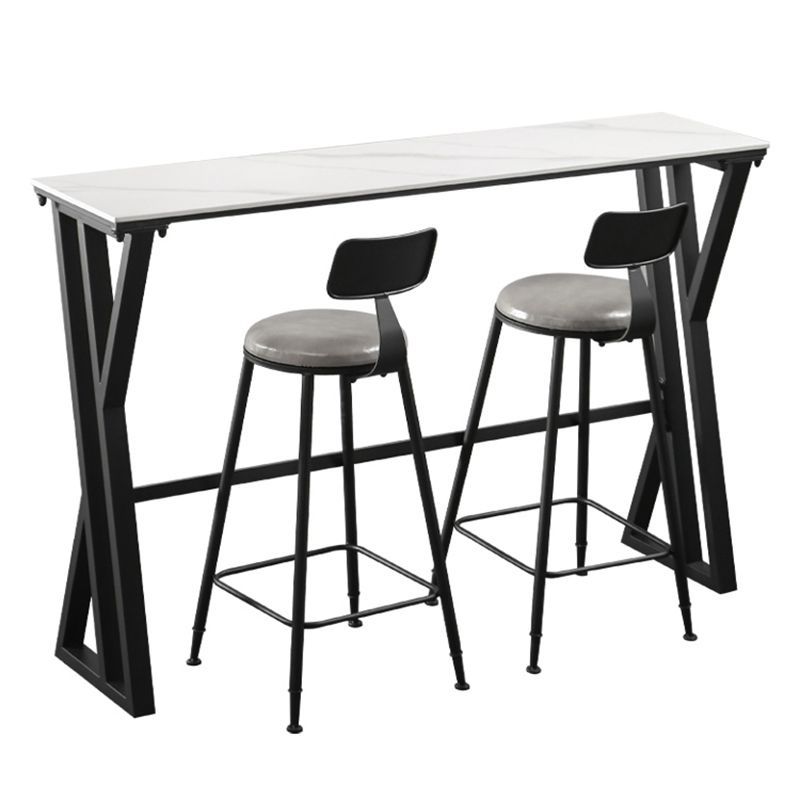 White Modern Style Rectangle Bar Table in Faux Marble and Metal Table Kitchen Bar Table Clearhalo 'Bar Furniture' 'Bar Tables' 'bar_tables' 'furn' 'furn_bar_tables' 'Furniture' 'furniture_bar_tables' 'Kitchen & Dining Furniture' 1200x1200_b297ea2a-6544-4ba6-907e-48e1060f8cd2