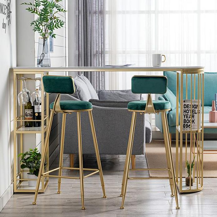 Glam Iron Bar Dining Table White Faux Marble Top Indoor Bistro Table with 2-Shelf Clearhalo 'Bar Furniture' 'Bar Tables' 'bar_tables' 'furn' 'furn_bar_tables' 'Furniture' 'furniture_bar_tables' 'Kitchen & Dining Furniture' 1200x1200_b2993e54-c9ab-44dc-b541-2c137380ded8