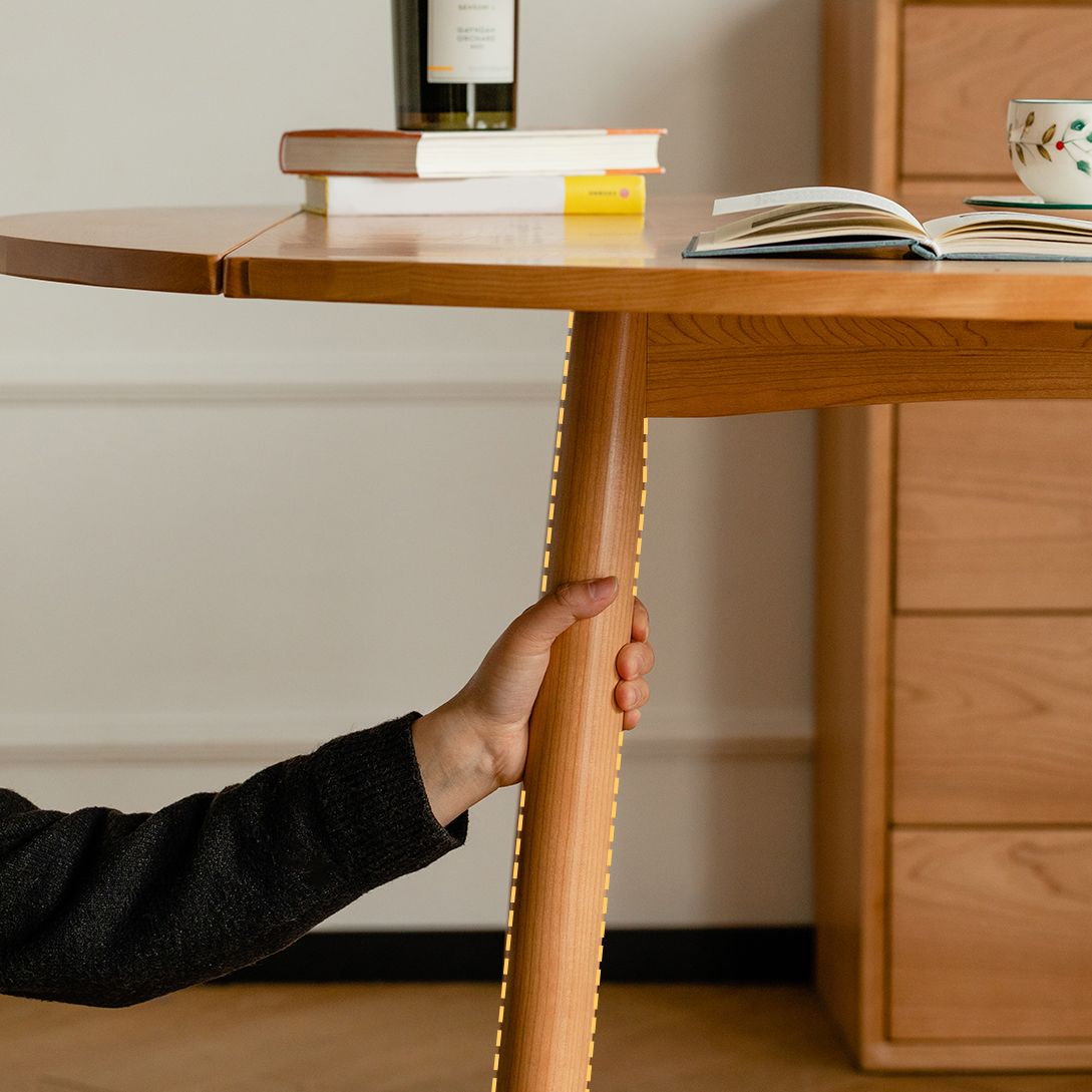 Moderner massiver Holzblattblatt runder Esstisch mit 4 Beinen