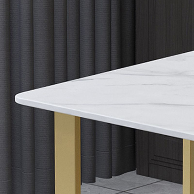 Glam Stone Dining Table Rectangle Iron Table with Golden Double Pedestal Table Clearhalo 'Dining Tables & Seating' 'Dining Tables' 'dining_table' 'furn' 'furn_dining_table' 'Furniture' 'furniture_dining_table' 'Kitchen & Dining Furniture' 'kitchen' 'kitchen_dining_table' 1200x1200_b29ab0c3-44bf-480f-b672-b137706b09cb
