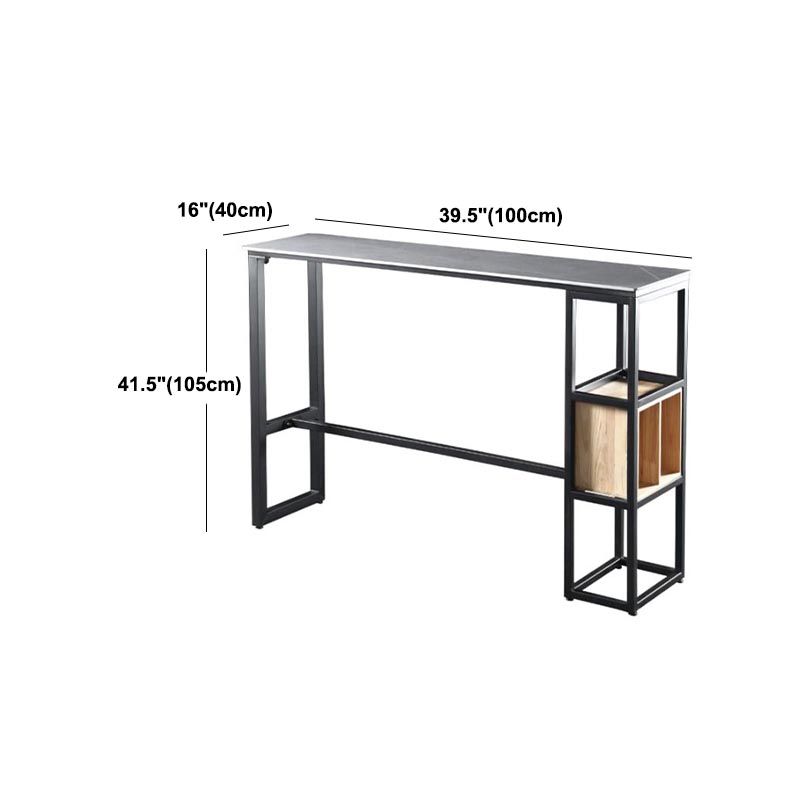 Industrial Bar Table 42-inch Height Stone Top Bistro Table with Storage Shelf Clearhalo 'Bar Furniture' 'Bar Tables' 'bar_tables' 'furn' 'furn_bar_tables' 'Furniture' 'furniture_bar_tables' 'Kitchen & Dining Furniture' 1200x1200_b29b6ca7-6076-4ab8-ba2f-760de76fd5bd