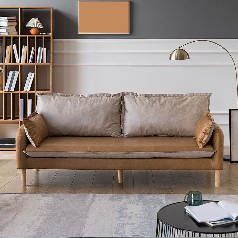 Contemporary Faux Leather Sofa Square Arm Couch with Pillows Clearhalo 'furn' 'furn_sofas' 'Furniture' 'furniture_sofas' 'Living Room Furniture' 'Sofa' 'sofas' 1200x1200_b29c1ec2-80e8-47df-af27-49d89a8fd982