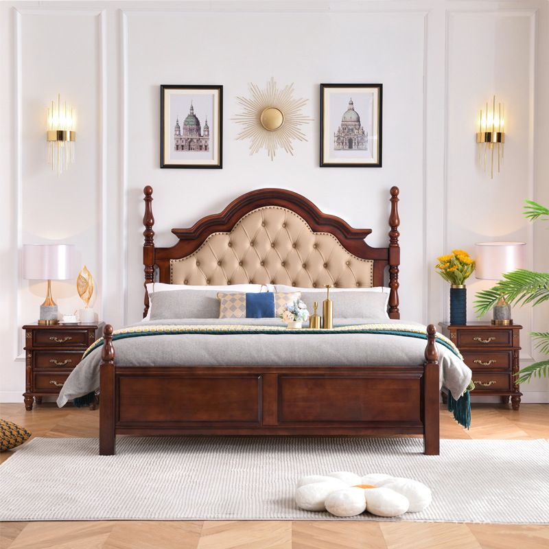 Brown Wood King Bed Tufted Nailhead Upholstered Bed Frame with Headboard Clearhalo 'Bedroom Furniture' 'Beds' 'furn' 'furn_beds' 'Furniture' 1200x1200_b29e6ae0-647c-4513-a111-313d44e6f165
