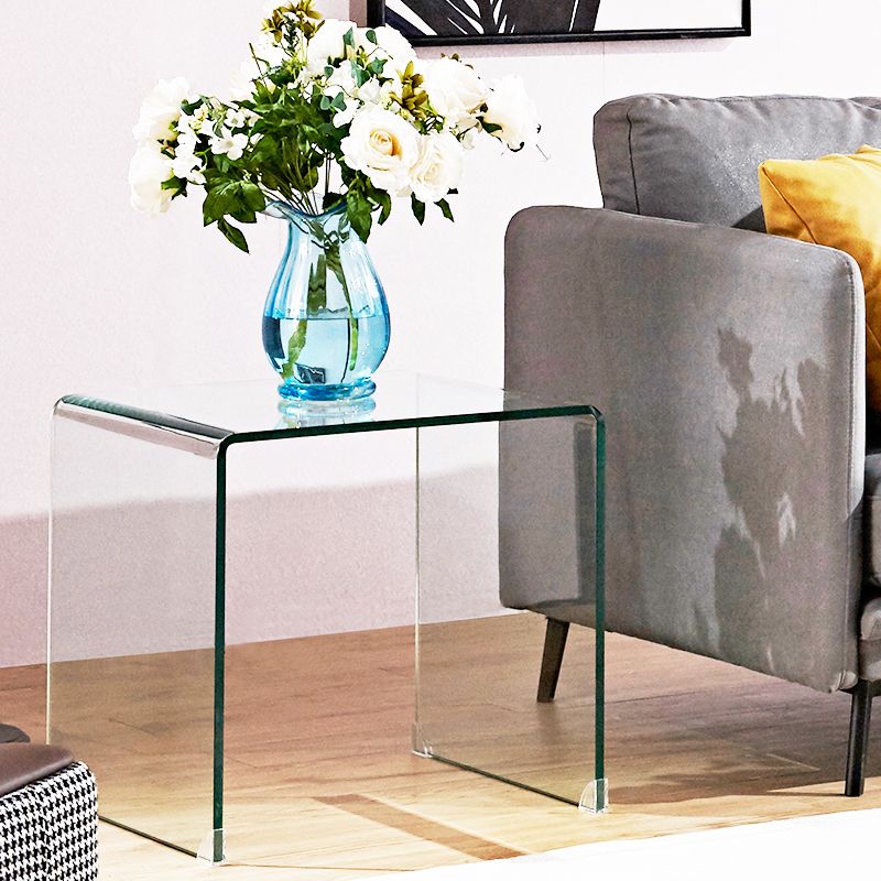 Modern Clear/Smoky Glass Sofa Side Table Rectangular Sled End Table Clearhalo 'Coffee & Accent Tables' 'End & Side Tables' 'end_side_table' 'end_side_tables' 'furn' 'furn_end_side_tables' 'Furniture' 'furniture_end_side_table' 'Living Room Furniture' 1200x1200_b29f2427-b292-4a2b-a8b1-6dbb5cc89070
