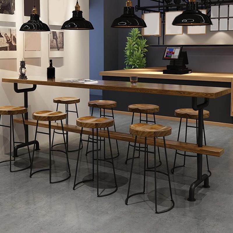 Industrial Wood Bar Table Trestle Base Dining Table for Kitchen Living Room Clearhalo 'Bar Furniture' 'Bar Tables' 'bar_tables' 'furn' 'furn_bar_tables' 'Furniture' 'Kitchen & Dining Furniture' 1200x1200_b29f415a-a1b3-44b5-ad32-c3d548a7287d