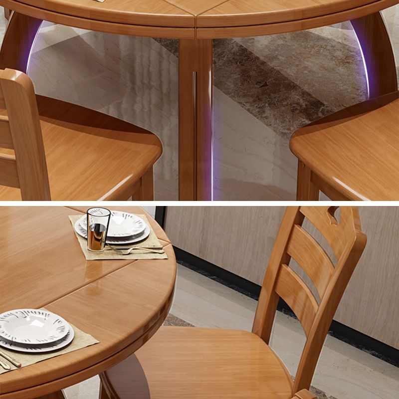 Modern Rubberwood Dinner Table Round 4 Legs Drop-Leaf Table for Home Use Clearhalo ' dining_table' 'Dining Tables & Seating' 'Dining Tables' 'furn' 'furn_dining_table' 'Furniture' 'furniture_dining_table' 'Kitchen & Dining Furniture' 'kitchen&dining_furn' 'kitchen' 'kitchen_dining_table' 1200x1200_b29fd011-fe95-462e-9100-77469bf9ef17