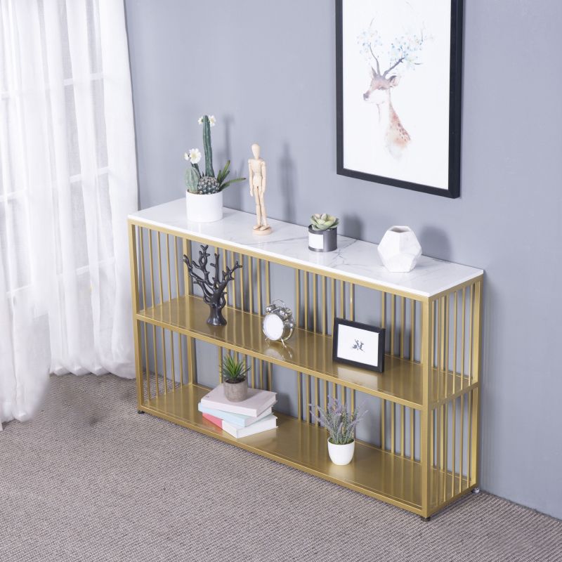 12 Inch Wide Glam Console Table Rectangle Stone Sofa Console Table