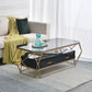 Modern Frame Coffee Table Rectangular Glass Top Coffee Cocktail Table for Home