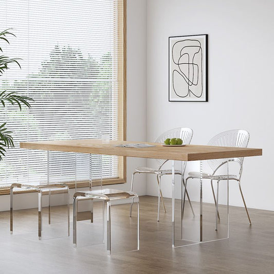 Modern Dining Room Set 1/2/5 Pcs Solid Wood Top Table with Acrylic Chairs Clearhalo 'Dining Room Sets' 'Dining Tables & Seating' 'dining_room_set' 'furn' 'furn_dining_room_set' 'Furniture' 'Kitchen & Dining Furniture' 1200x1200_b2a1e3bf-77b3-42e1-b1e0-f915831e3ed2