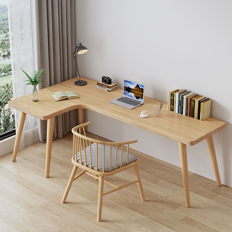 Solid Wood L-Shape Writing Desk Modern & Contemporary Laptopt Table