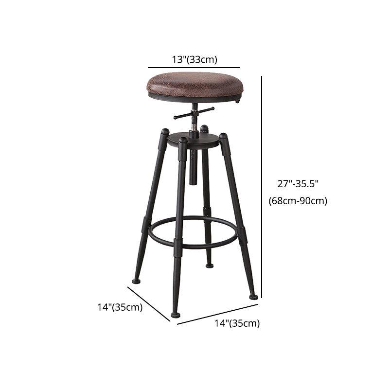 Industrial Footrest Adjustable Height Barstool Brown Pine Home Stool Clearhalo 'Bar Furniture' 'Bar Stools' 'bar_stools' 'furn' 'furn_bar_stools' 'Furniture' 'furniture_bar_stools' 'Kitchen & Dining Furniture' 1200x1200_b2a37af9-bcf5-4fba-b8d5-dac65330f294