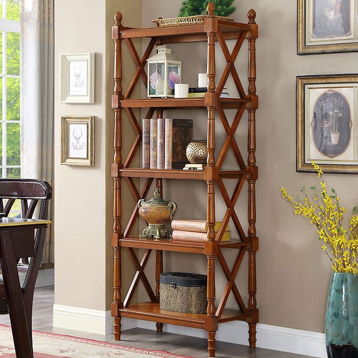 Solid Wood Standard Bookcase Modern Fixed Bookshelf for Home Office