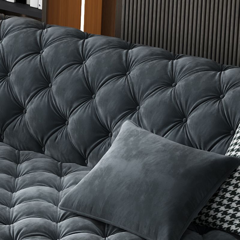 Sof de bras de smoking en cuir authentique 26,8 "H Setrée touflée en bleu