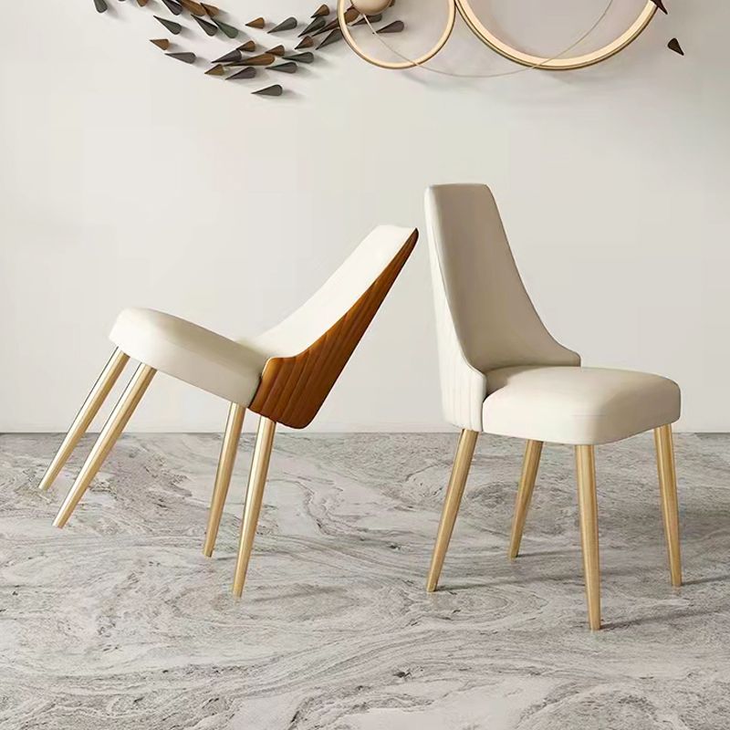 Glam Faux Leather Dining Armless Chair Metal Dining Room Chair for Home Use Clearhalo ' kitchen&dining_furn' 'Dining Chairs' 'Dining Tables & Seating' 'dining_chair' 'furn' 'furn_dining_chair' 'Furniture' 'furniture_dining_chair' 'Kitchen & Dining Furniture' 'kitchen' 1200x1200_b2ab4812-91a8-4654-941f-62ec3f42c332