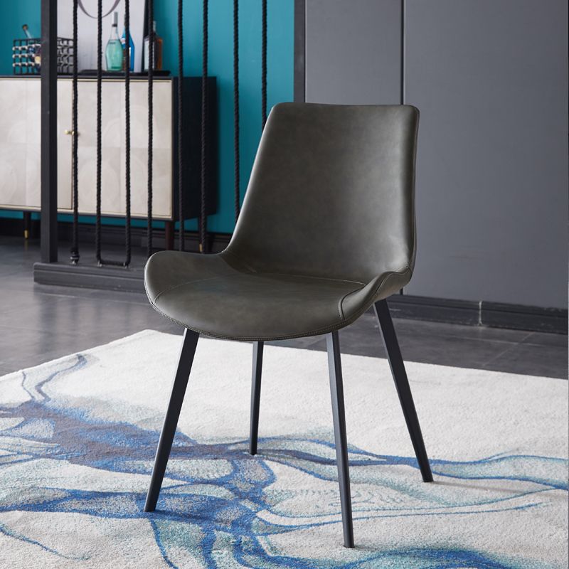 Modern Leather Restaurant Side Chair Matte Finish Solid Back Dining Chair (Set of 2) Clearhalo ' kitchen&dining_furn' 'Dining Chairs' 'Dining Tables & Seating' 'dining_chair' 'furn' 'furn_dining_chair' 'Furniture' 'furniture_dining_chair' 'Kitchen & Dining Furniture' 'kitchen' 1200x1200_b2ab524d-9edf-426e-a766-d03bbc413b81