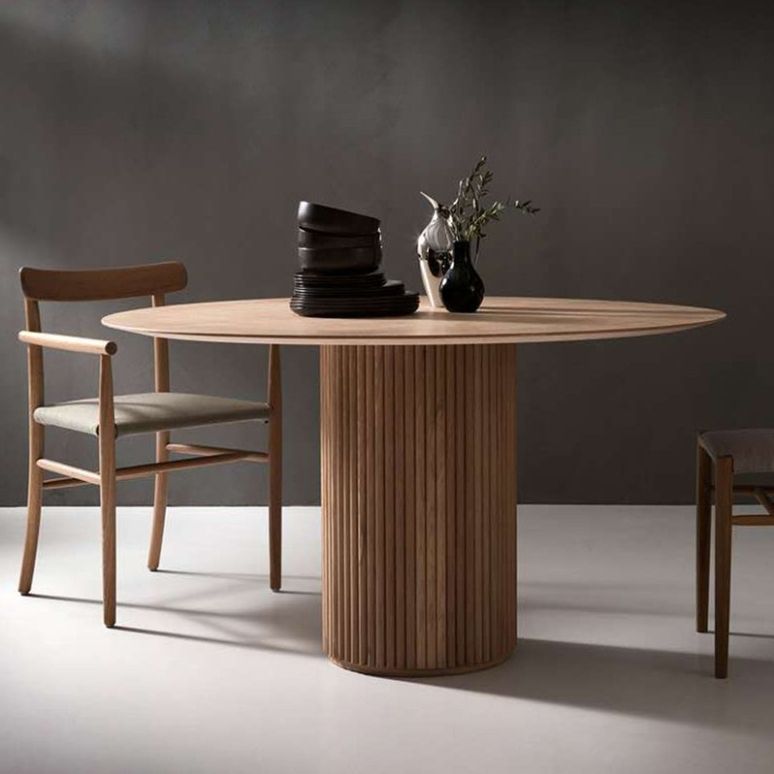 Solid Wood Brown Tone Dining Table Simplicity Pedestal Table for Dining Room Clearhalo ' dining_table' 'Dining Tables & Seating' 'Dining Tables' 'furn' 'furn_dining_table' 'Furniture' 'furniture_dining_table' 'Kitchen & Dining Furniture' 'kitchen&dining_furn' 'kitchen' 'kitchen_dining_table' 1200x1200_b2ac1f7d-0c2c-43e4-a1d5-17f54672f3ec