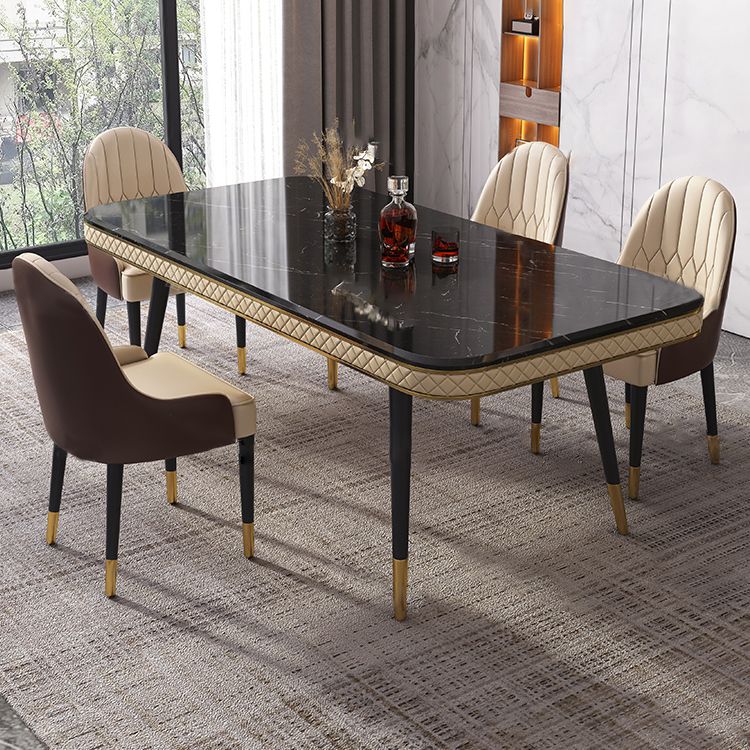 Dining Room Sets Contemporary with Sintered Stone Table and Cushion Chairs Clearhalo 'Dining Room Sets' 'Dining Tables & Seating' 'dining_room_set' 'furn' 'furn_dining_room_set' 'Furniture' 'furniture_dining_room_set' 'Kitchen & Dining Furniture' 'kitchen&dining_furn' 'kitchen' 1200x1200_b2acf6b5-2ac8-4756-b0b2-f0fb95324516