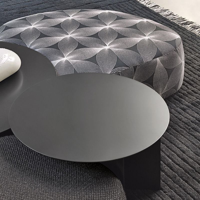 Abstract Coffee Table Black Round Metal Coffee Cocktail Table