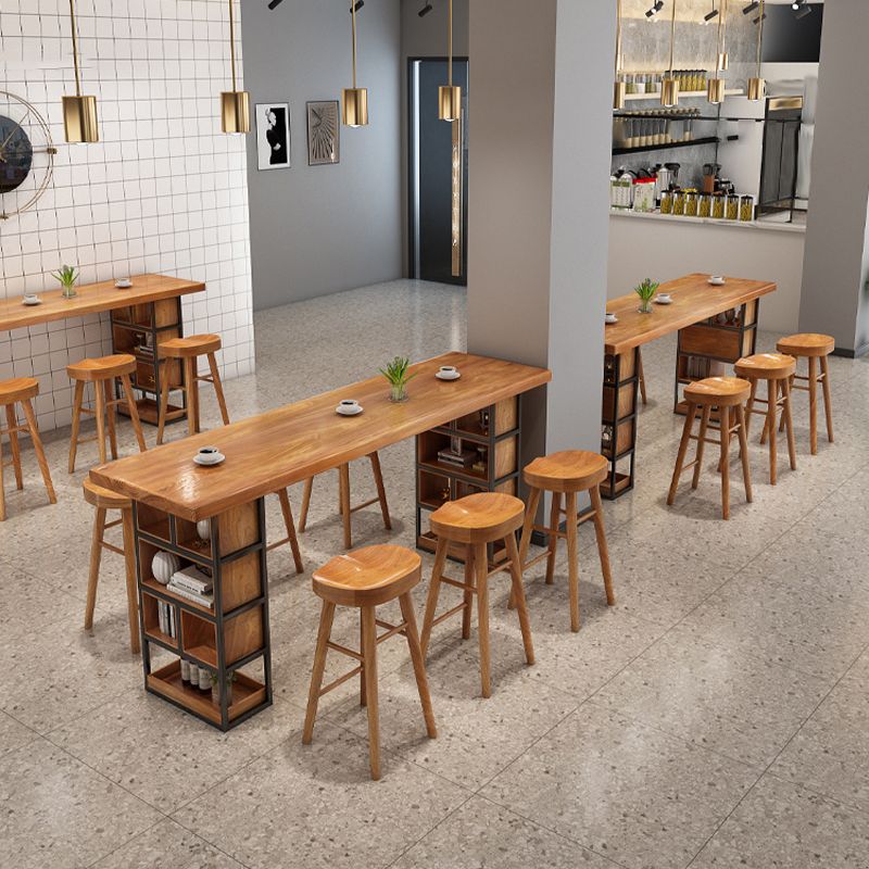 Contemporary Rectangle Bar Table Set 1/2/4/7 Pcs Solid Wood Bar Table and Bar Stools Clearhalo 'Bar Furniture' 'furn' 'furn_home_bar_bar_sets' 'Furniture' 'Home Bars & Bar Sets' 'home_bar_bar_sets' 'Kitchen & Dining Furniture' 1200x1200_b2ad9954-b7ce-4c3b-960a-9ca7ea652ced