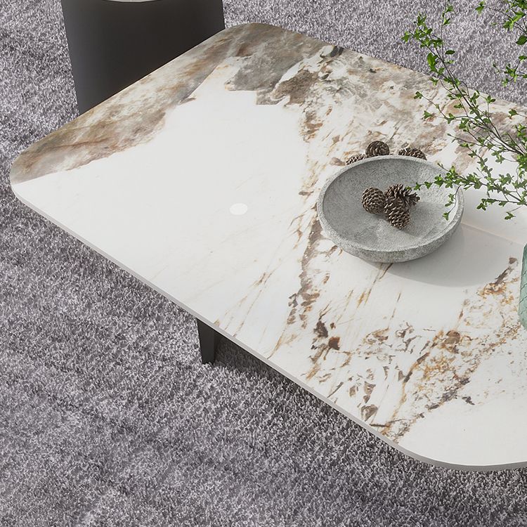 Irregular Slate Top Coffee Table with 2 Legs Modern 2-Piece Cocktail Table Set