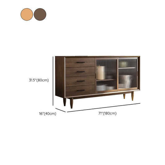 Tavolo da sideboard in stile a buffet in legno massiccio con armadi e cassetti