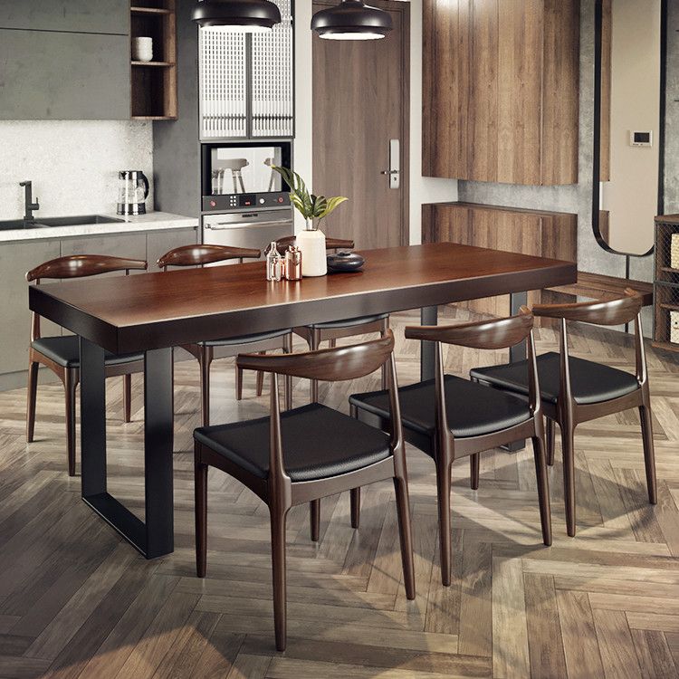 Industrial 1/5/7 Pieces Dining Set Rectangle Pine Wood Dining Table for Dining Room Clearhalo 'Dining Room Sets' 'Dining Tables & Seating' 'dining_room_set' 'furn' 'furn_dining_room_set' 'Furniture' 'Kitchen & Dining Furniture' 1200x1200_b2b0fe11-6d91-4d8c-aab1-529cc1bcdd92