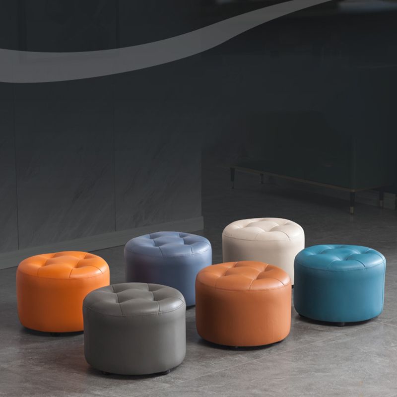 Modern Tufted Ottoman Water Resistant Genuine Leather Round Foot Stool Ottoman Clearhalo 'furn' 'furn_ottomans_poufs' 'Furniture' 'Living Room Furniture' 'Ottomans & Poufs' 'ottomans_poufs' 1200x1200_b2b28958-4516-4a04-9f04-f2915739accc