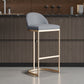 Taburete de bar tapizado moderno, taburete de bar con respaldo bajo y altura de barra con reposapiés