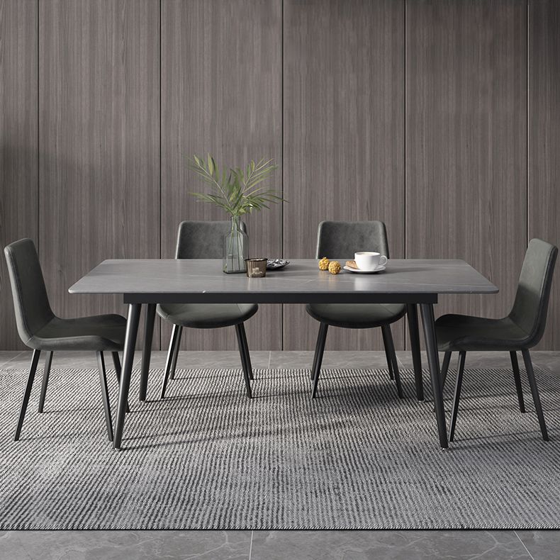 Industrial Style Sintered Stone Dining Table Rectangle Table with 4 Legs for Dinning Room Clearhalo ' dining_table' 'Dining Tables & Seating' 'Dining Tables' 'furn' 'furn_dining_table' 'Furniture' 'furniture_dining_table' 'Kitchen & Dining Furniture' 'kitchen&dining_furn' 'kitchen' 'kitchen_dining_table' 1200x1200_b2b354a6-6361-40a0-b1a4-8292ec8bfa43