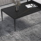 Glam Style White/black/grey Rock Slate Top Metal Base Coffee Table