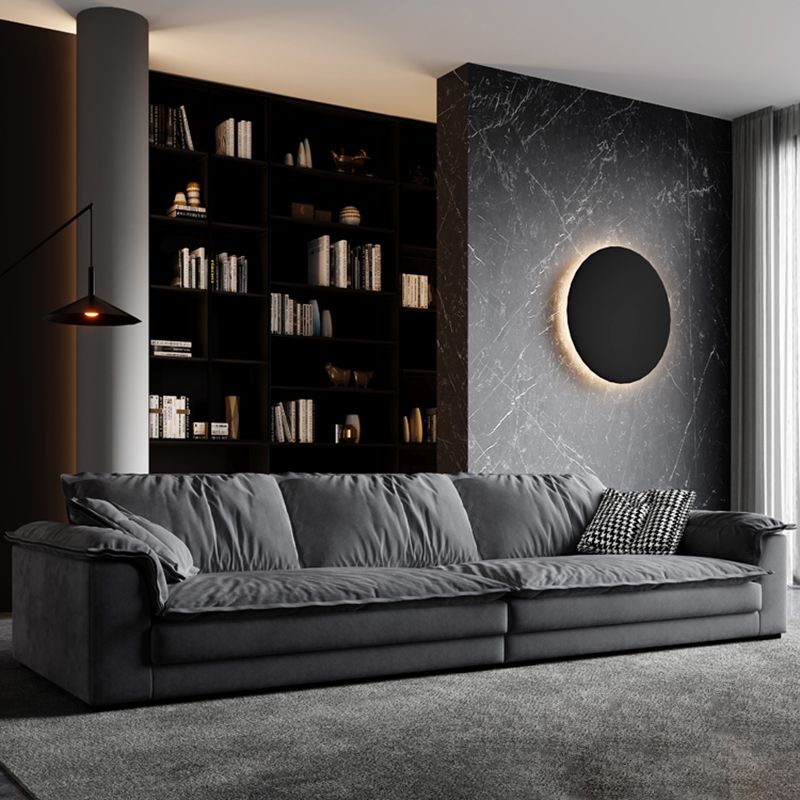 Stain-Resistant Dark Gray Contemporary Square Arm Solid Wood Sofa