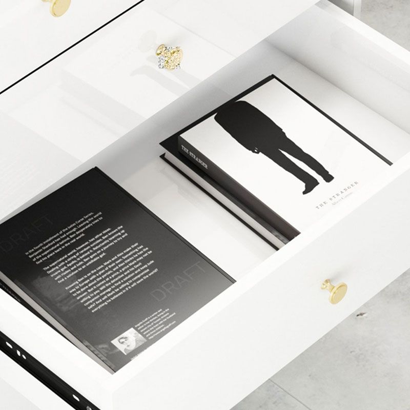 Glam witte opbergkast dressoir vaste dennen opbergkist met metalen voeten