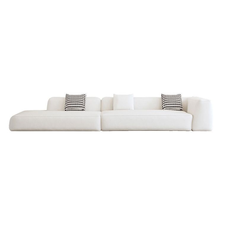 Single Side Armrest Sectional Sponge Cushioned White Uncushioned Backrest Sofa