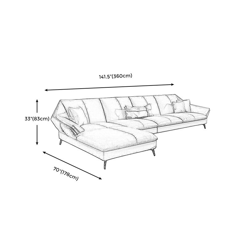 Down Fill Cushions Leather Living Room Pillow Top Arm Modular Sofa & Chaise Clearhalo 'furn' 'furn_sectionals' 'Furniture' 'furniture_sectionals' 'kitchen' 'kitchen_sectionals' 'Living Room Furniture' 'Sectionals' 1200x1200_b2b772ae-306c-42bd-9f4e-7c945736da32