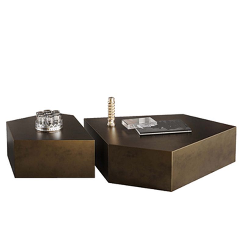 Modern Grey/brown Stainless Steel Coffee Table for Living Room Cocktail Table Clearhalo 'Coffee & Accent Tables' 'Coffee Tables' 'coffee_tables' 'furn' 'furn_coffee_tables' 'Furniture' 'Living Room Furniture' 1200x1200_b2b8048e-a1f0-4fbf-bcb6-4f0678a8c823
