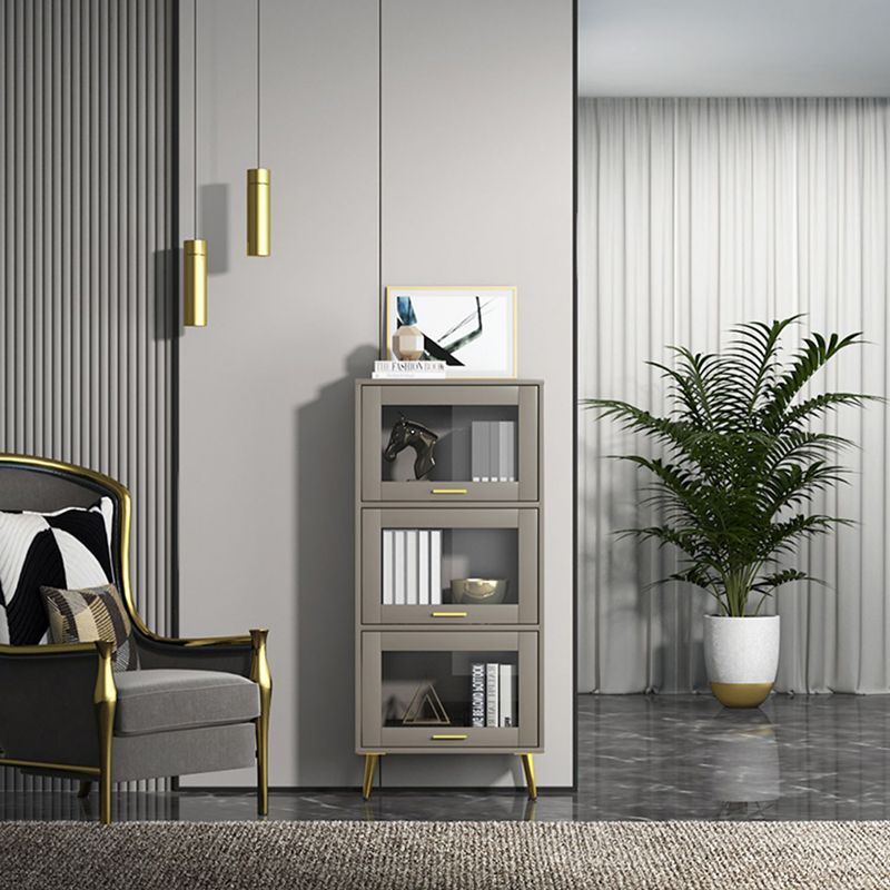 Glam Champagne/White Closed Back Standard Wood Shelf Bookcase for Living Room Clearhalo 'Bookcases' 'furn' 'furn_bookcases' 'Furniture' 'Office Furniture' 1200x1200_b2bb63b9-0172-4a21-8132-bc418e439d0b