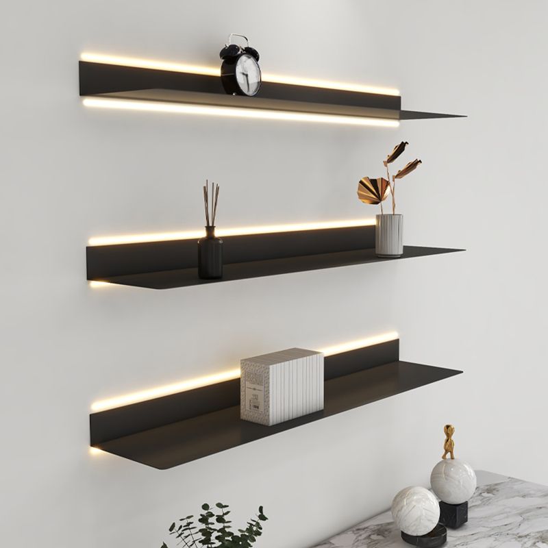 Industrial Metal Bookcase Closed Back Black Horizontal Bookshelf