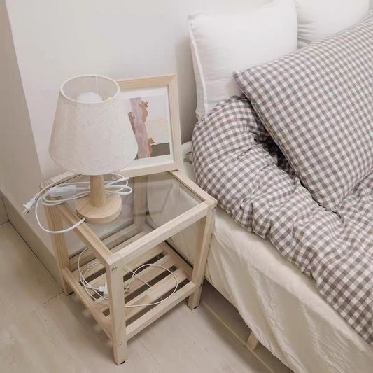 Comodino di vetro contemporaneo tavolo da notte a apertura aperta con gambe, 19,7 "di altezza