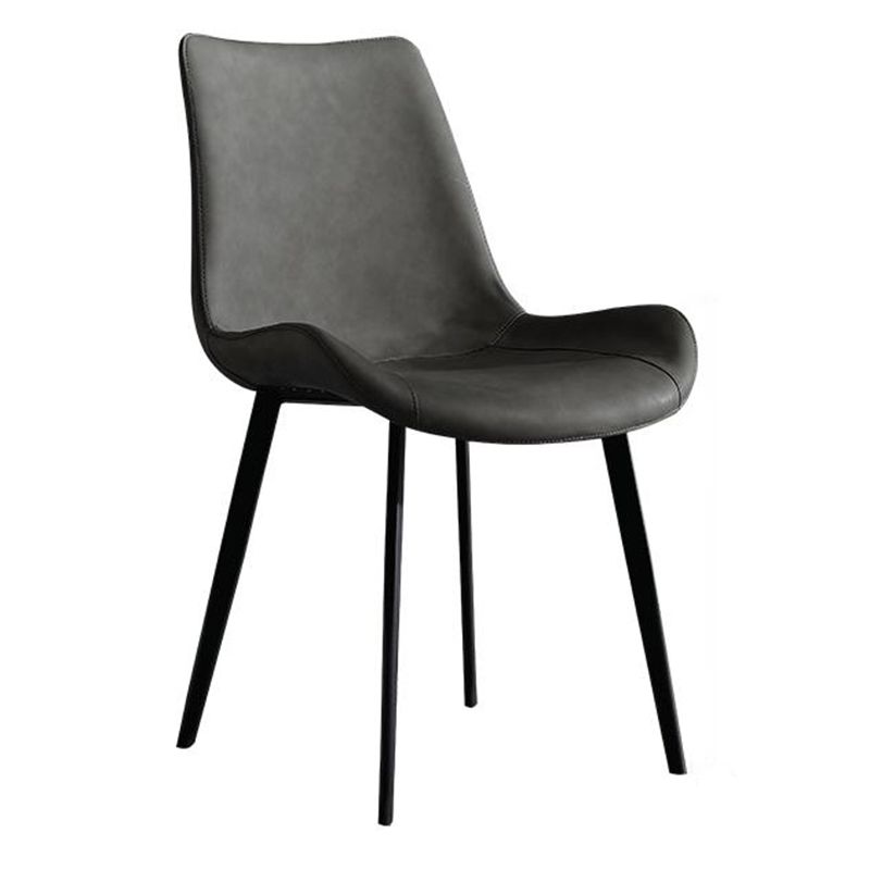 Modern Restaurant Leather Side Chair Solid Back Dining Chair with Black Legs Clearhalo ' kitchen&dining_furn' 'Dining Chairs' 'Dining Tables & Seating' 'dining_chair' 'furn' 'furn_dining_chair' 'Furniture' 'furniture_dining_chair' 'Kitchen & Dining Furniture' 'kitchen' 1200x1200_b2c42815-8210-42f3-a852-f8b4a1665e31