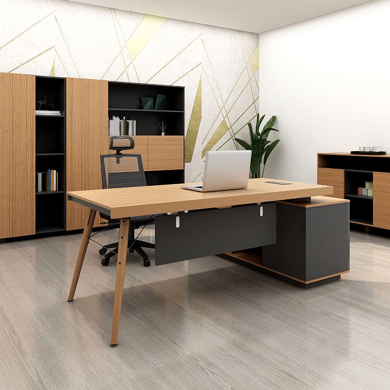 Contemporary Natural Office Desk Pedestal L-Shape Executive Desk for Office Clearhalo 'furn' 'furn_office_desk' 'Furniture' 'Office Desks' 'Office Furniture' 'office_desk' 1200x1200_b2c46e22-b028-48ac-9e2a-4738f93064dc