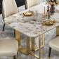 Sintered Stone Top Dining Table Luxury Rectangle Gold Base Home Table Clearhalo 'Dining Tables & Seating' 'Dining Tables' 'dining_table' 'furn' 'furn_dining_table' 'Furniture' 'Kitchen & Dining Furniture' 1200x1200_b2c51008-9ef6-4a84-91f1-4ee0d98202ec