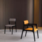 Modern Upholstered Dining Arm Chair Solid Wood Chair with Black Legs