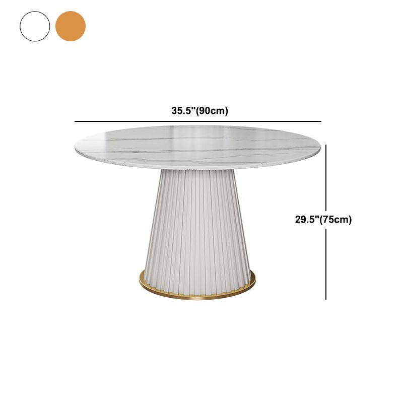 Glam Round Dining Table Set 1/2/5/7 Pieces Dinette Set with White Sintered Stone Top