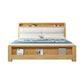 King & Queen Size Wood Panel Bed Nordic Upholstered Bed Frame with Storage