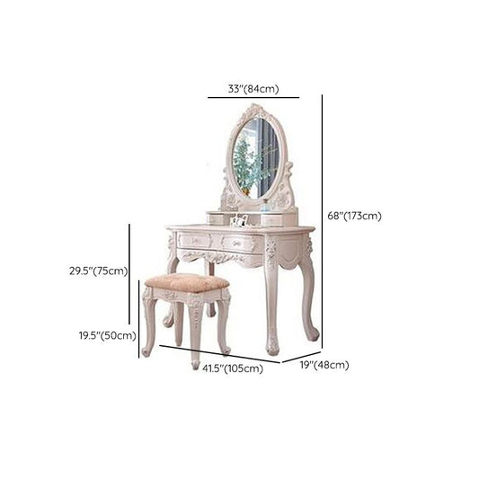 4 cassetti tavolo da trucco tavolo da trucco bianco set di sgabelli vittoriani vanità