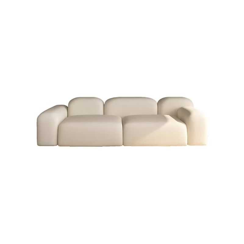 Modern Style Blocks Sofa White Wool Square Arm Seating - 25.6" H