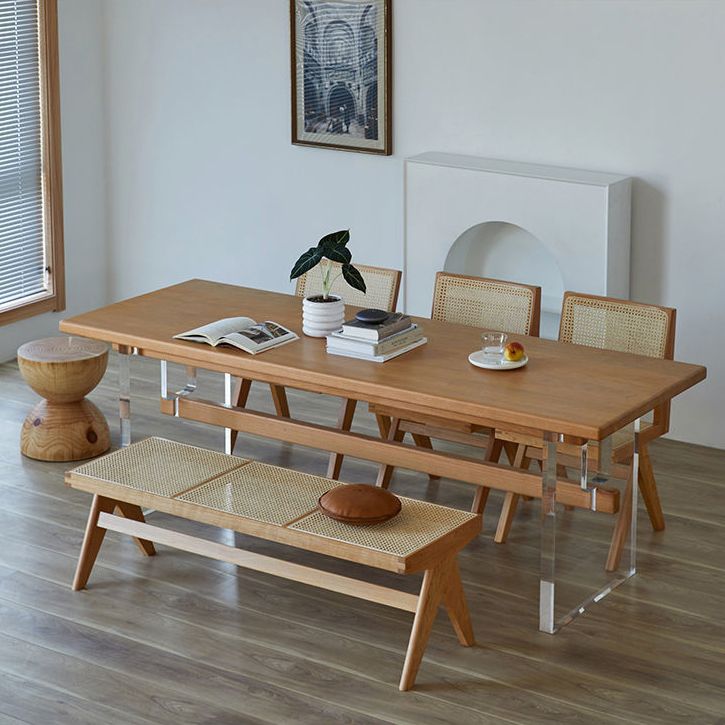 Modern Style Rectangle Dining Table Wood Table with Plastic Legs for Home Clearhalo 'Dining Tables & Seating' 'Dining Tables' 'dining_table' 'furn' 'furn_dining_table' 'Furniture' 'Kitchen & Dining Furniture' 1200x1200_b2cfba43-75a3-4c84-8a9d-5cc5051b7be7
